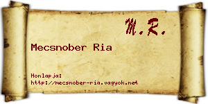 Mecsnober Ria névjegykártya